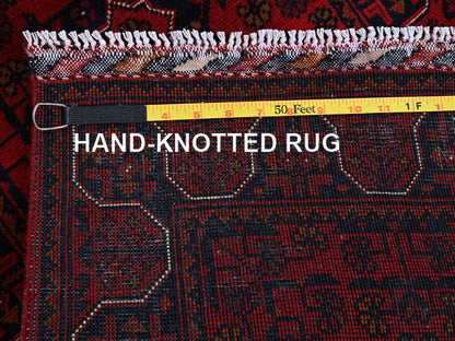 Tribal & Geometric hand-knotted wool runner in Red, 1'10" x 4'10" — SKU O0750 (view 7)