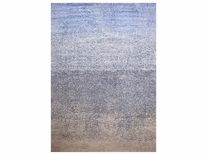 Blue 12'0" x 18'0" Modern and Contemporary Hand knotted Wool/Silk Rug - Sku: O075100