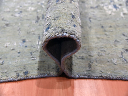 Blue 12'0" x 18'0" Modern and Contemporary Hand knotted Wool/Silk Rug - Sku: O075100