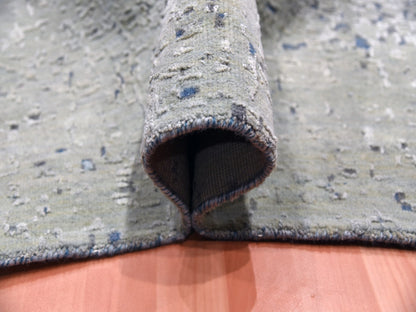 Blue 12'0" x 15'0" Modern and Contemporary Hand knotted Wool/Silk Rug - Sku: O075101