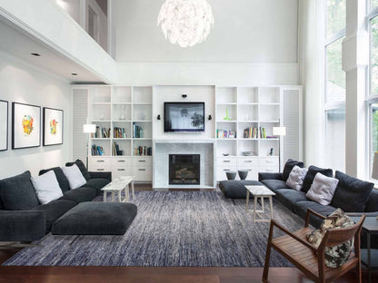 Blue 12'0" x 15'0" Modern and Contemporary Hand knotted Wool/Silk Rug - Sku: O075103