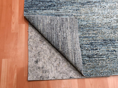 Blue 12'0" x 15'0" Modern and Contemporary Hand knotted Wool/Silk Rug - Sku: O075103