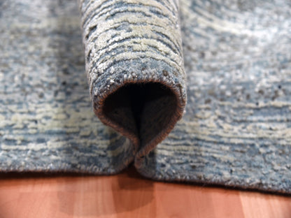 Blue 12'0" x 15'0" Modern and Contemporary Hand knotted Wool/Silk Rug - Sku: O075103