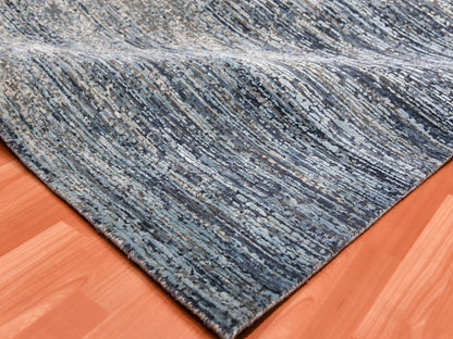 Blue 12'0" x 15'0" Modern and Contemporary Hand knotted Wool/Silk Rug - Sku: O075103