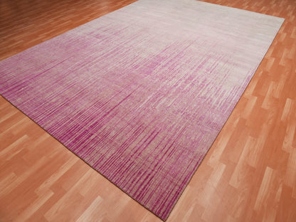 Modern / Contemporary hand-knotted wool rug in Pink, 10' x 14'3" — SKU O075106 (view 3)