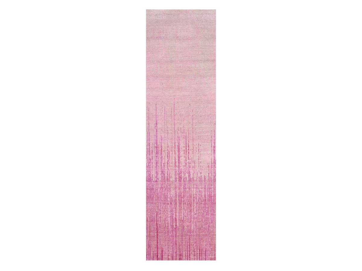 Modern / Contemporary hand-knotted wool runner in Pink, 2'7" x 10' — SKU O075109