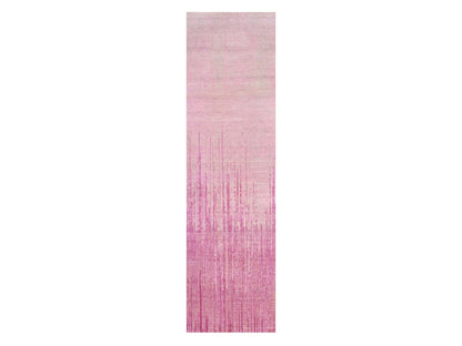 Modern / Contemporary hand-knotted wool runner in Pink, 2'7" x 10' — SKU O075109