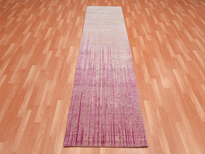 Modern / Contemporary hand-knotted wool runner in Pink, 2'7" x 10' — SKU O075109 (view 2)