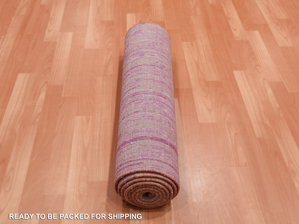 Modern / Contemporary hand-knotted wool runner in Pink, 2'7" x 10' — SKU O075109 (view 5)
