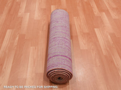 Modern / Contemporary hand-knotted wool runner in Pink, 2'7" x 10' — SKU O075109 (view 5)