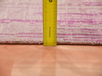 Modern / Contemporary hand-knotted wool runner in Pink, 2'7" x 10' — SKU O075109 (view 6)