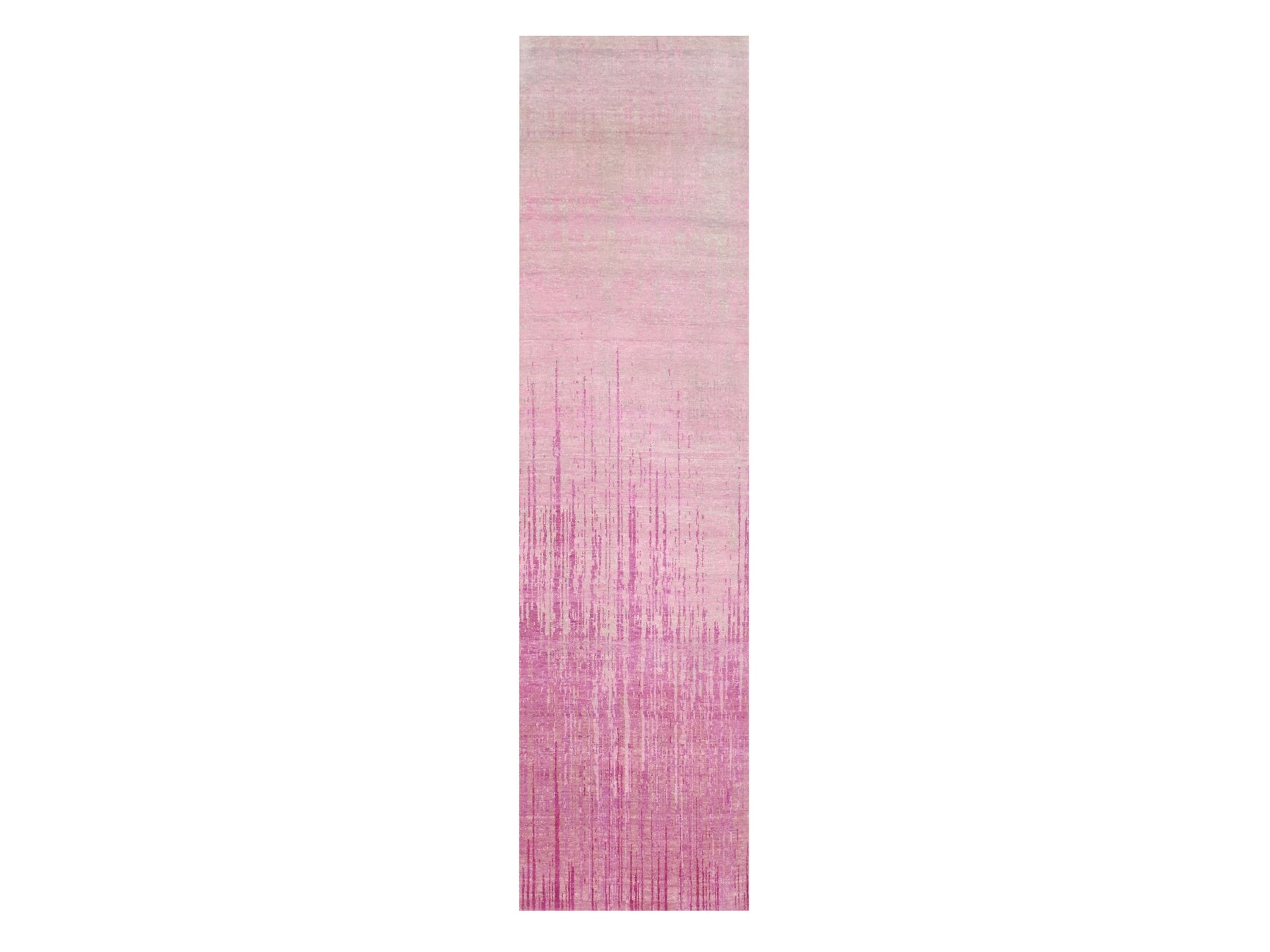 Modern / Contemporary hand-knotted wool runner in Pink, 2'6" x 10'1" — SKU O075110