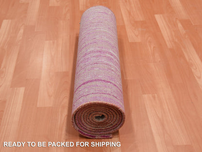 Modern / Contemporary hand-knotted wool runner in Pink, 2'6" x 10'1" — SKU O075110 (view 5)