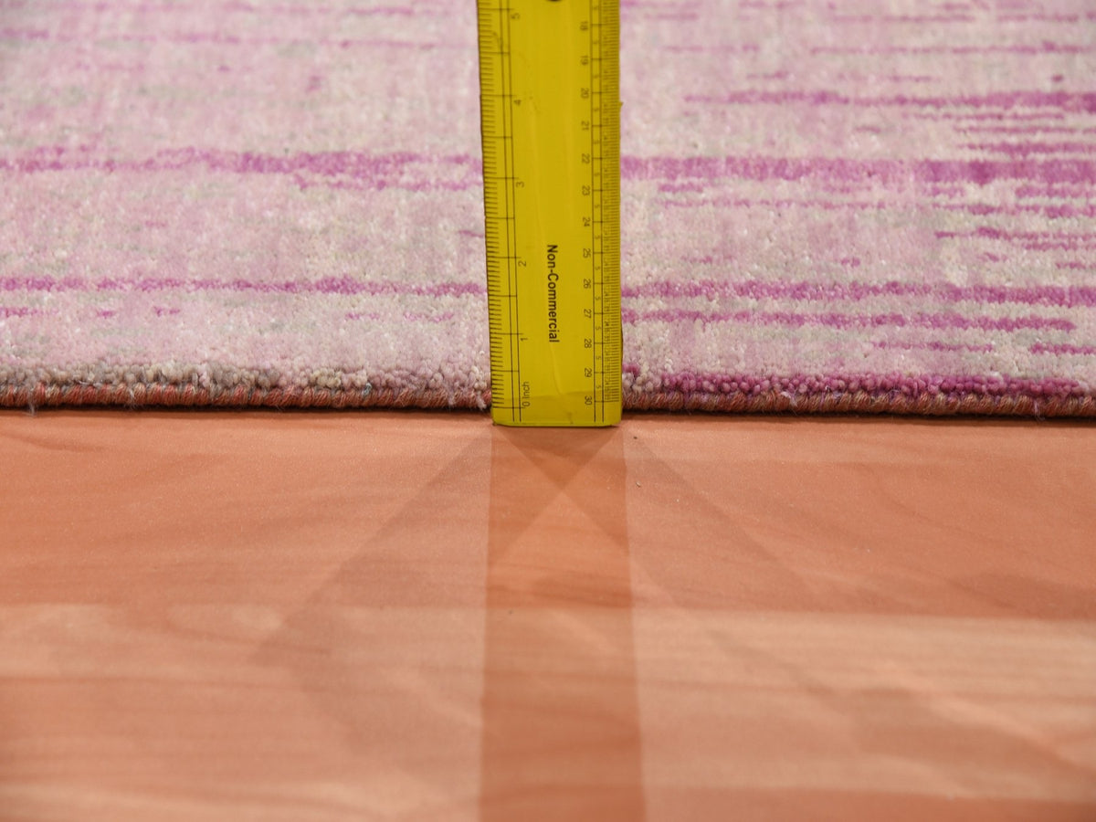 Modern / Contemporary hand-knotted wool runner in Pink, 2'6" x 10'1" — SKU O075110 (view 6)