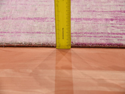 Modern / Contemporary hand-knotted wool runner in Pink, 2'6" x 10'1" — SKU O075110 (view 6)
