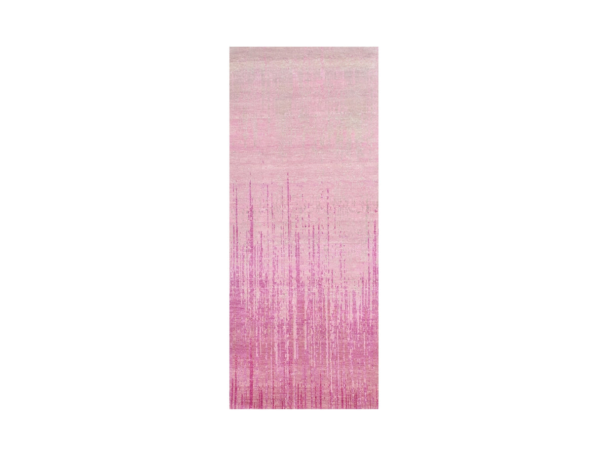 Modern / Contemporary hand-knotted wool runner in Pink, 2'6" x 6'4" — SKU O075111