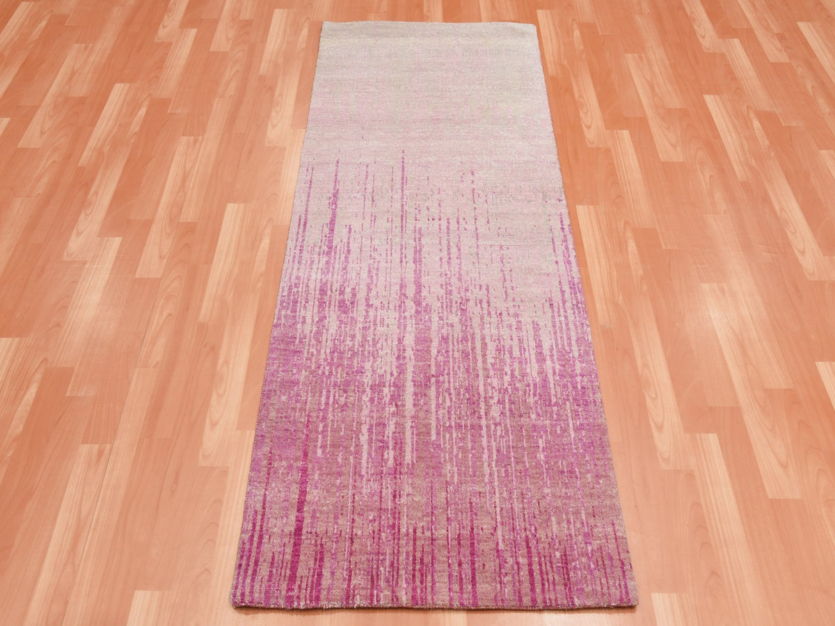 Modern / Contemporary hand-knotted wool runner in Pink, 2'6" x 6'4" — SKU O075111 (view 2)