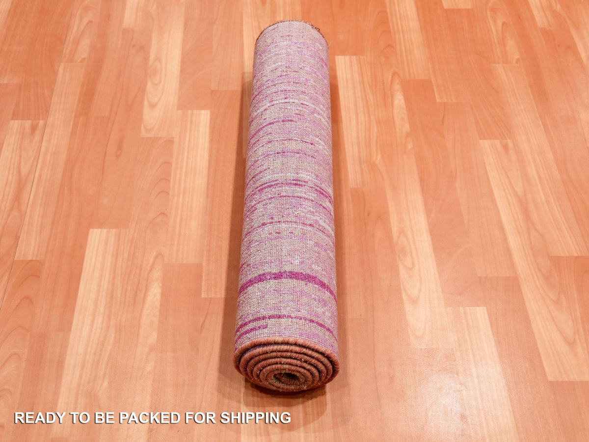 Modern / Contemporary hand-knotted wool runner in Pink, 2'6" x 6'4" — SKU O075111 (view 5)