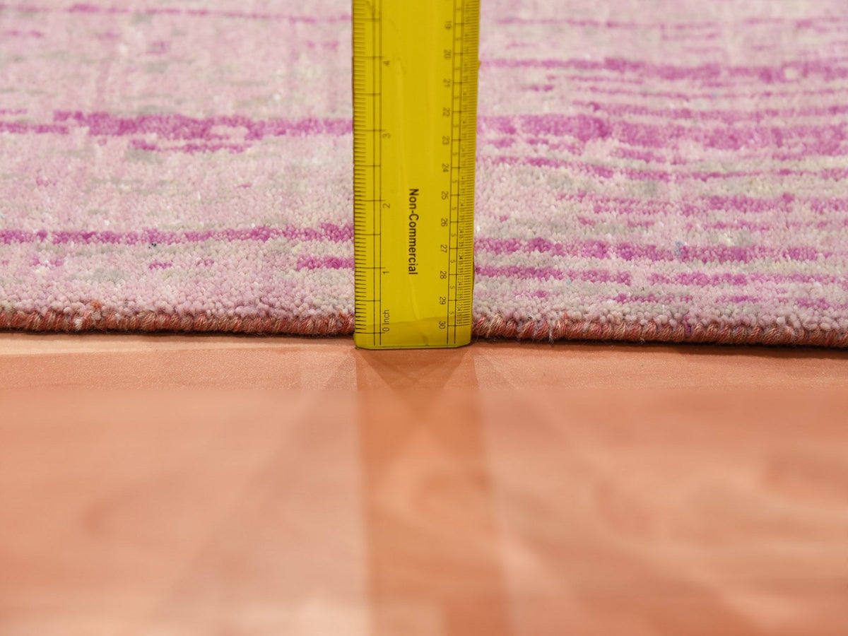 Modern / Contemporary hand-knotted wool runner in Pink, 2'6" x 6'4" — SKU O075111 (view 6)