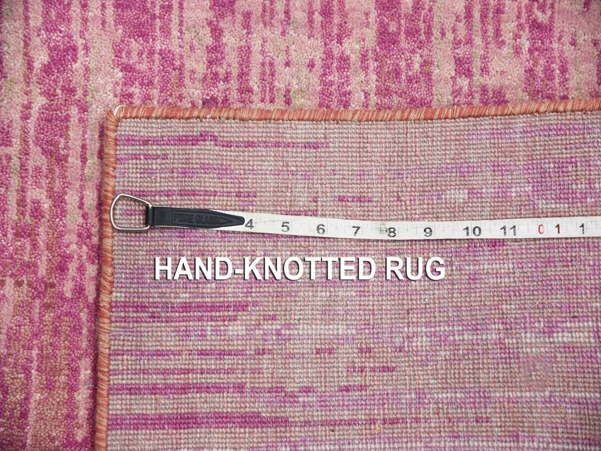 Modern / Contemporary hand-knotted wool runner in Pink, 2'6" x 6'4" — SKU O075111 (view 7)