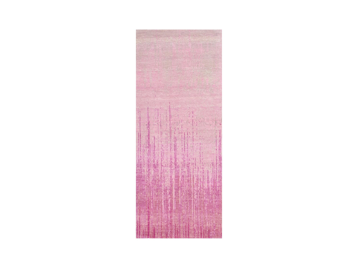 Modern / Contemporary hand-knotted wool runner in Pink, 2'6" x 6'5" — SKU O075112