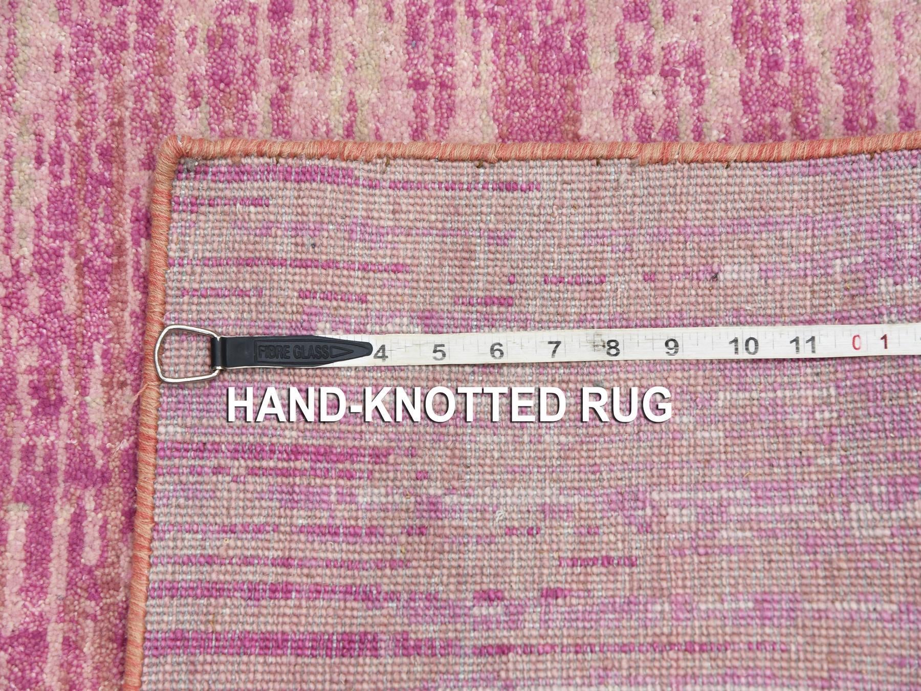 Modern / Contemporary hand-knotted wool runner in Pink, 2'6" x 6'5" — SKU O075112 (view 7)