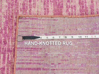 Modern / Contemporary hand-knotted wool runner in Pink, 2'6" x 6'5" — SKU O075112 (view 7)