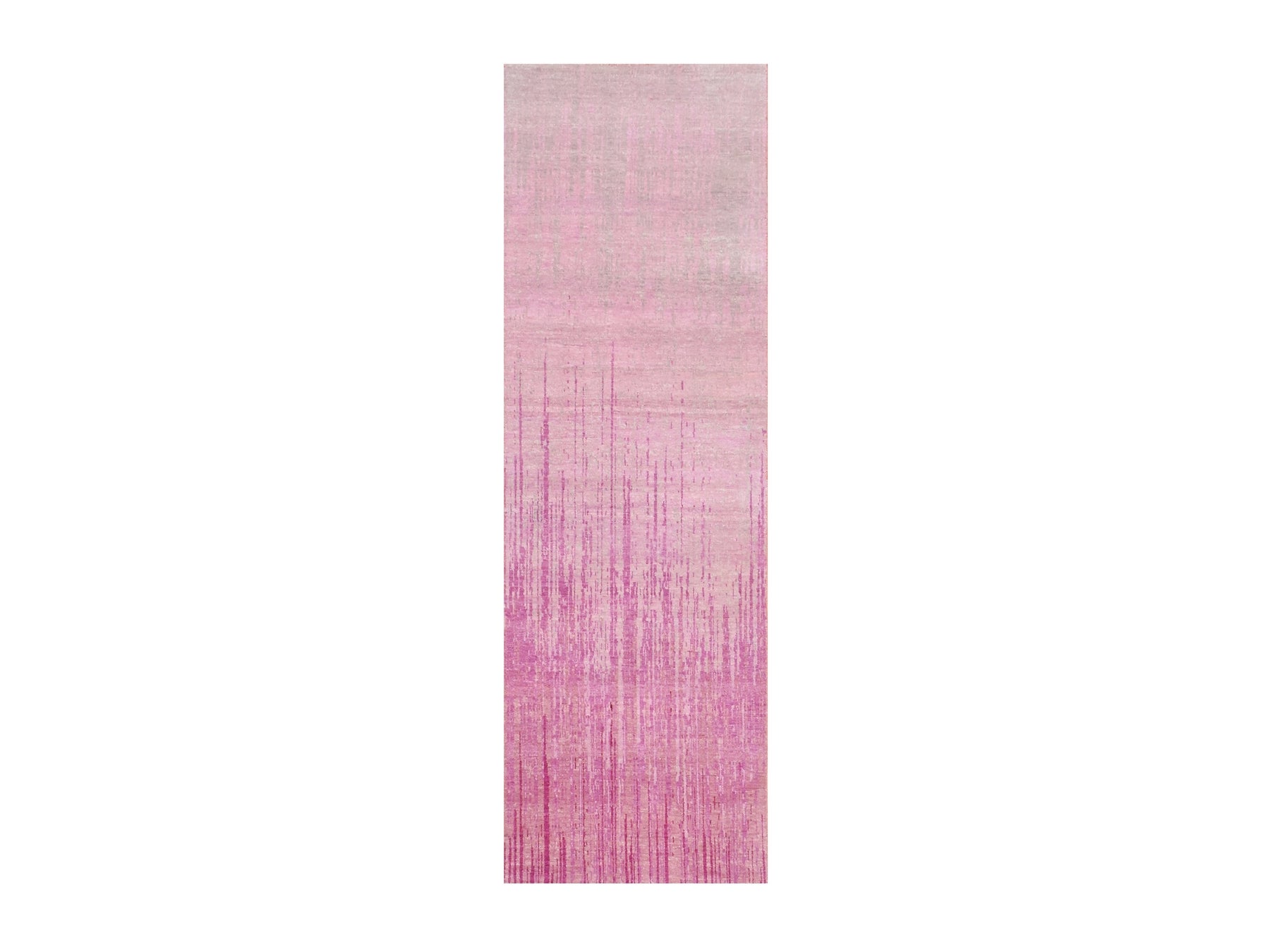 Modern / Contemporary hand-knotted wool runner in Pink, 2'7" x 8'3" — SKU O075113