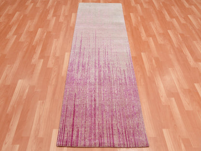 Modern / Contemporary hand-knotted wool runner in Pink, 2'7" x 8'3" — SKU O075113 (view 2)