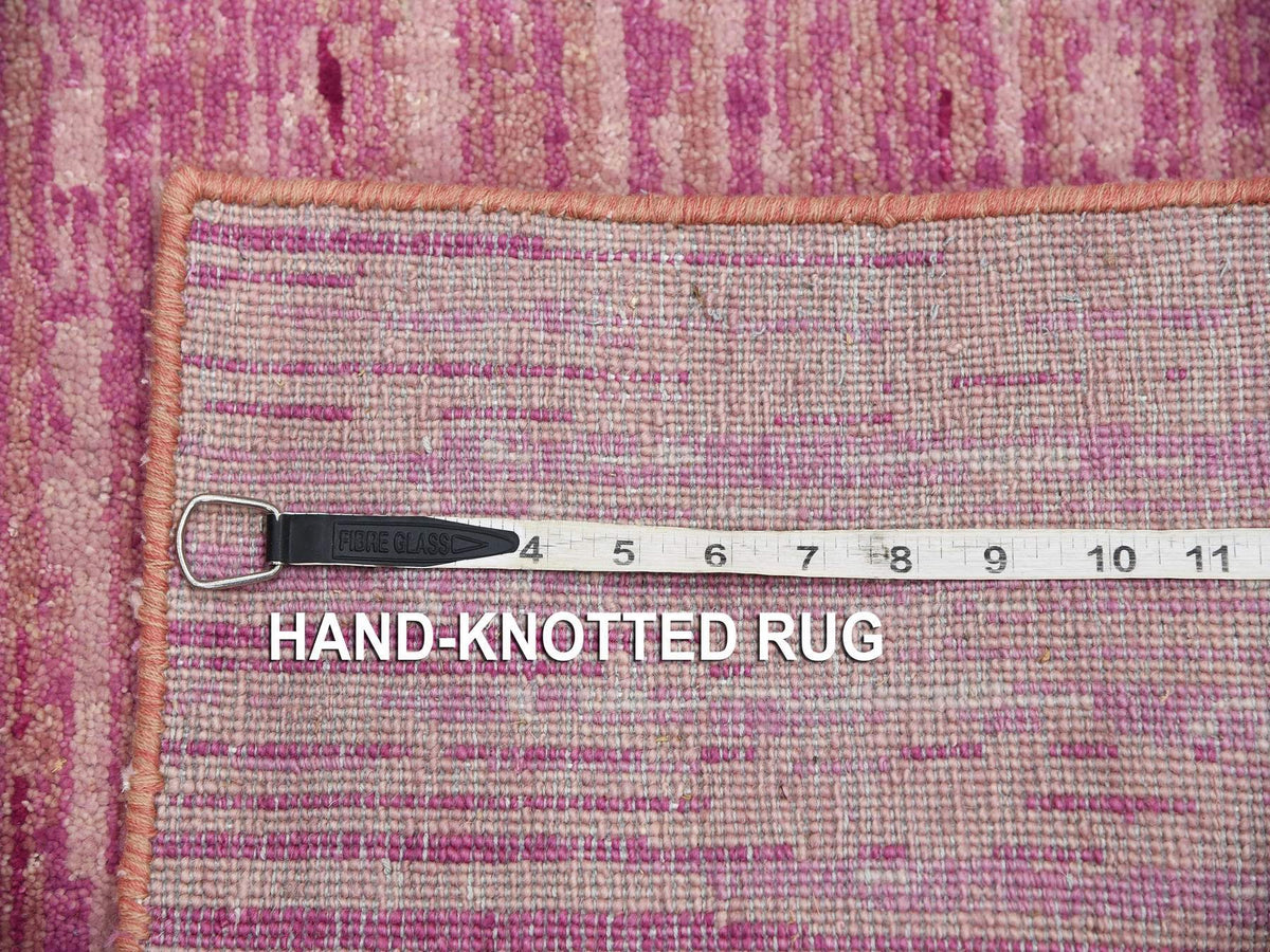Modern / Contemporary hand-knotted wool runner in Pink, 2'7" x 8'3" — SKU O075113 (view 7)