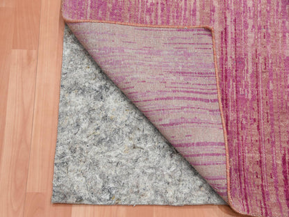 Pink 2'7" x 8'4" Modern / Contemporary Hand knotted Wool Rug - Sku: O075114