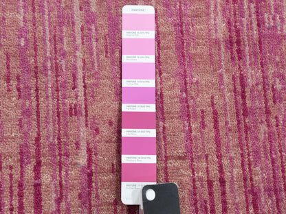 Modern / Contemporary hand-knotted wool runner in Pink, 2'7" x 8'4" — SKU O075114 (view 4)