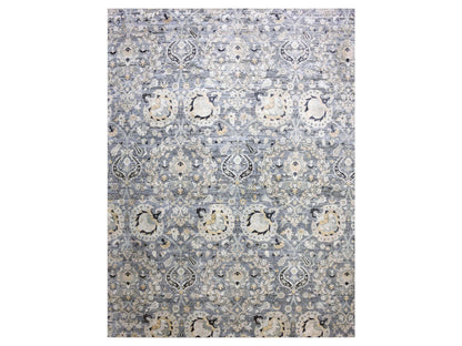 Wool / Silk hand-knotted wool/sari silk rug in Gray, 12'2" x 15'4" — SKU O075117