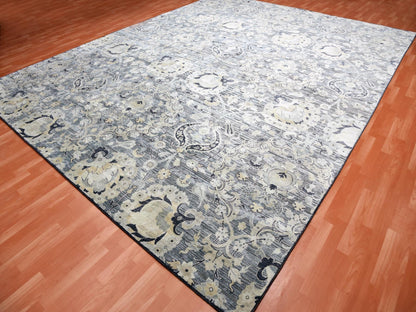 Wool / Silk hand-knotted wool/sari silk rug in Gray, 12'2" x 15'4" — SKU O075117 (view 4)