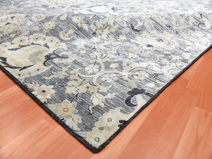 Wool / Silk hand-knotted wool/sari silk rug in Gray, 12'2" x 15'4" — SKU O075117 (view 7)