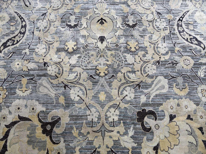 Wool / Silk hand-knotted wool/sari silk rug in Gray, 12'2" x 15'4" — SKU O075117 (view 9)