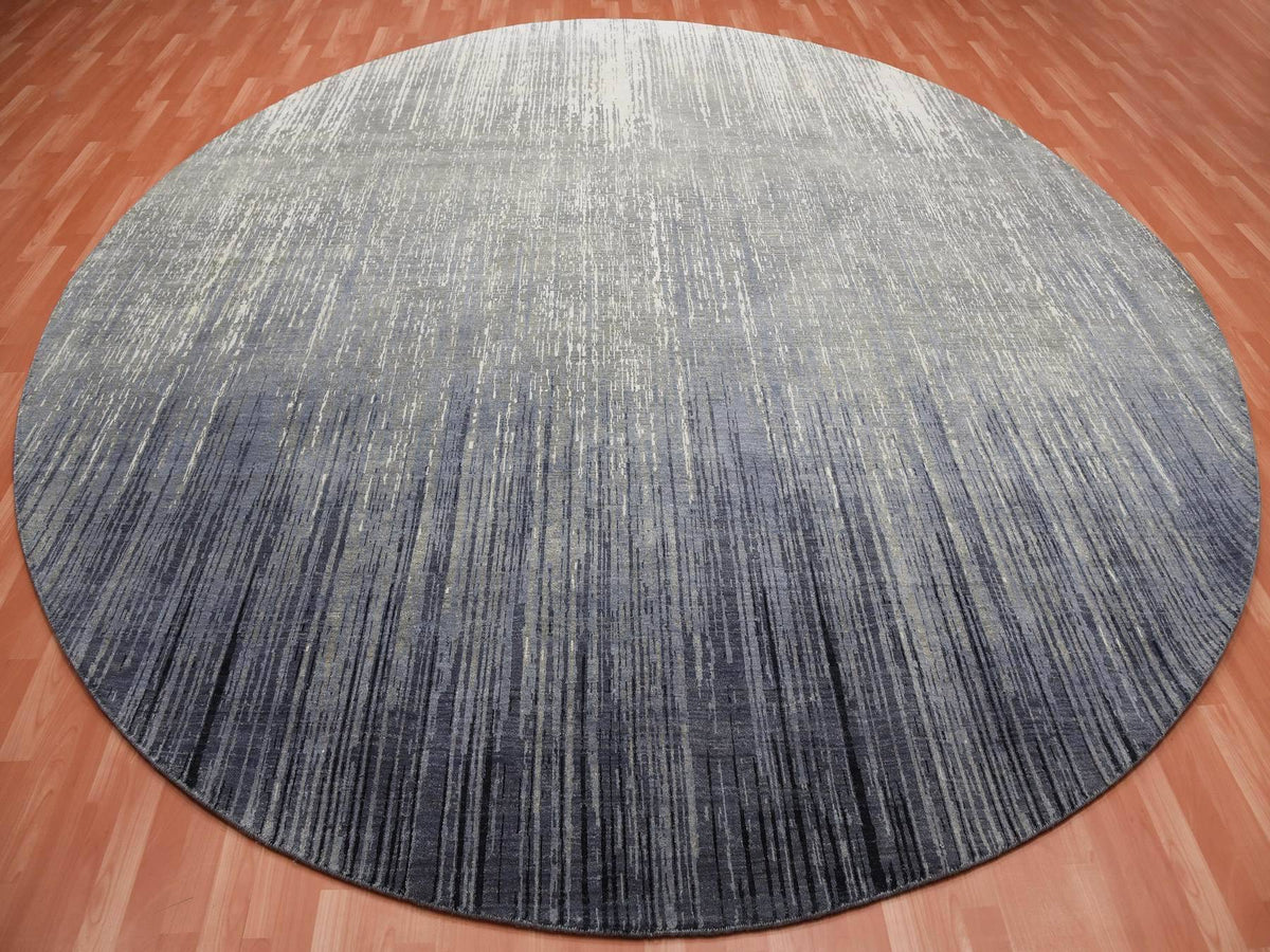 Modern / Contemporary hand-knotted wool rug in Gray, 12'1" x 12'2" — SKU O075119 (view 2)