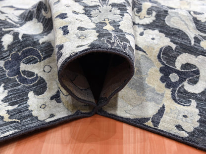 Blue 8'2" x 10'0" Wool and Silk Hand knotted Wool/Silk Rug - Sku: O075121