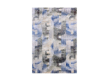 Blue 6'0" x 9'0" Modern and Contemporary Hand knotted Wool/Silk Rug - Sku: O075128