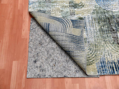 Blue 6'0" x 9'0" Modern and Contemporary Hand knotted Wool/Silk Rug - Sku: O075128
