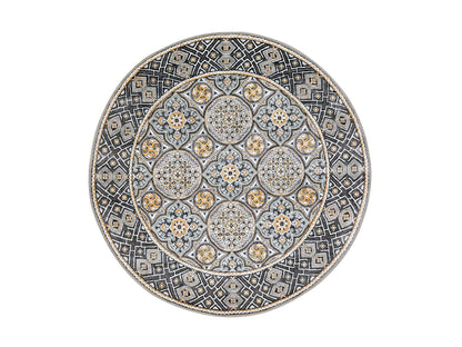 Brown 6'2" x 6'2" Ikat And Suzani Design Hand knotted Wool/Silk Rug - Sku: O075129