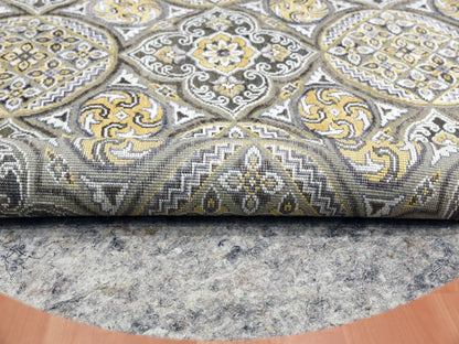 Brown 6'2" x 6'2" Ikat And Suzani Design Hand knotted Wool/Silk Rug - Sku: O075129
