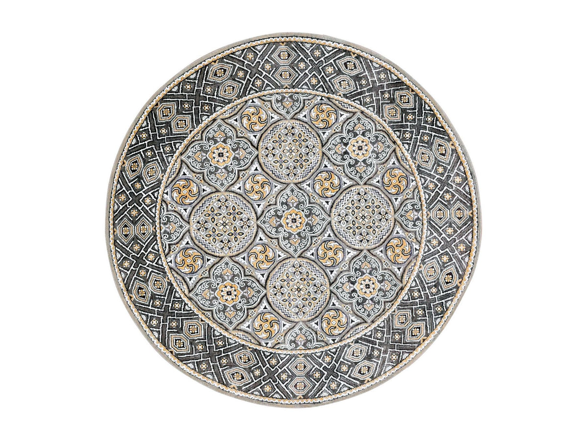 Transitional hand-knotted wool/silk rug in Brown, 6'1" x 6'1" — SKU O075130