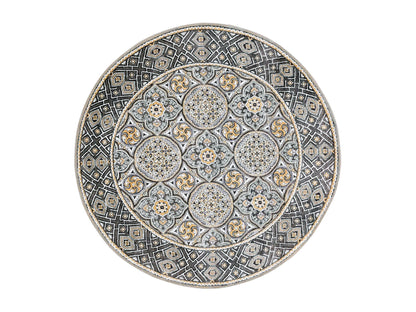 Brown 6'1" x 6'1" Transitional Hand knotted Wool/Silk Rug - Sku: O075130
