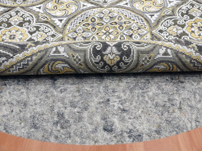 Brown 6'1" x 6'1" Transitional Hand knotted Wool/Silk Rug - Sku: O075130