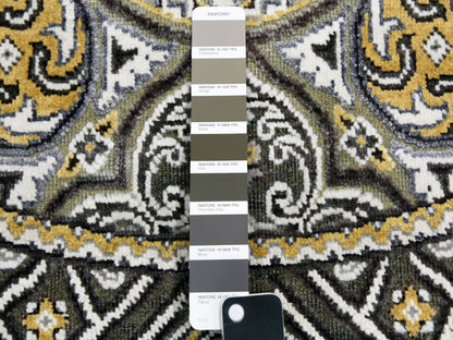 Brown 6'1" x 6'1" Transitional Hand knotted Wool/Silk Rug - Sku: O075130