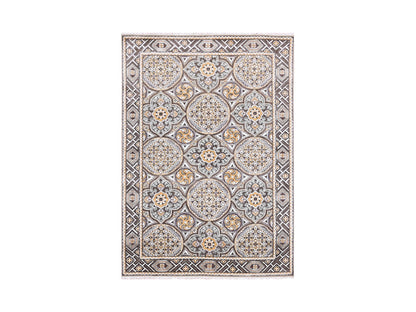 Brown 4'0" x 6'2" Transitional Hand knotted Wool/Silk Rug - Sku: O075132
