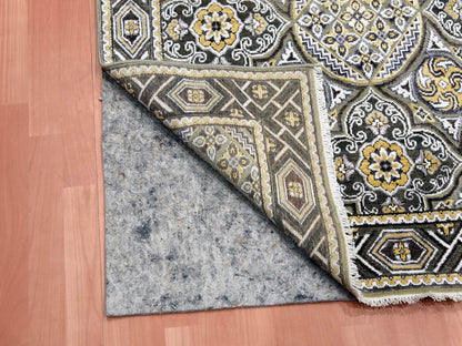 Brown 4'0" x 6'2" Transitional Hand knotted Wool/Silk Rug - Sku: O075132