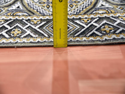 Brown 4'0" x 6'2" Transitional Hand knotted Wool/Silk Rug - Sku: O075132
