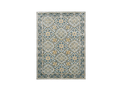 Brown 4'0" x 6'2" Transitional Hand knotted Wool/Silk Rug - Sku: O075133